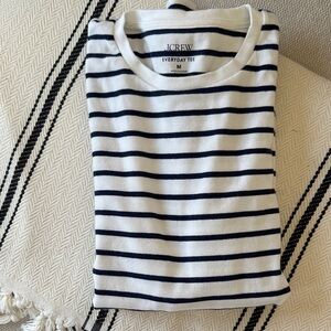 J. Crew White and Navy Striped Everyday Tee